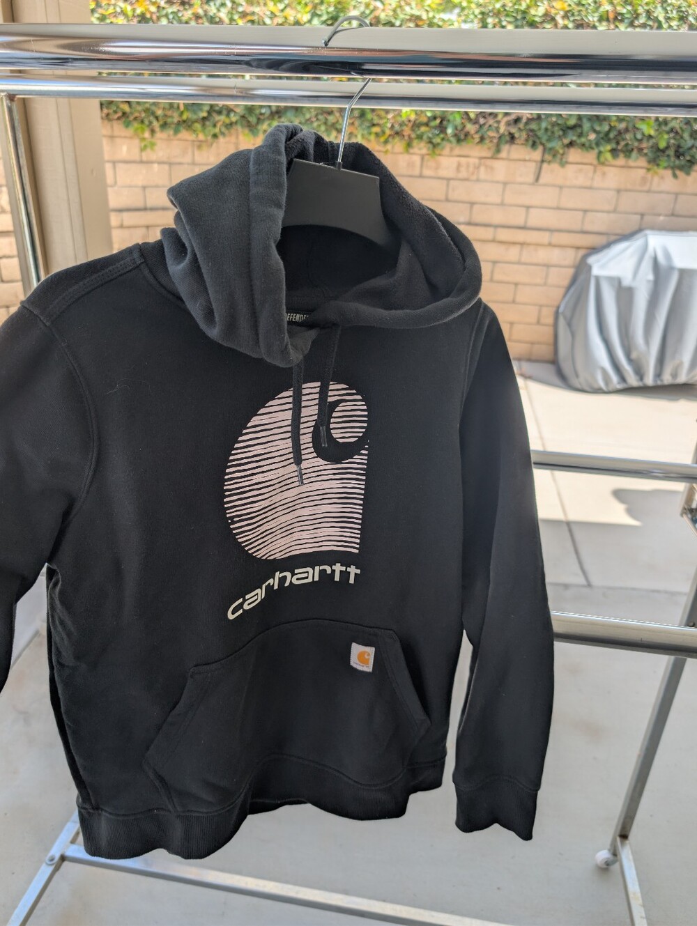 Carhartt Black Hoodie with Striped White Logo